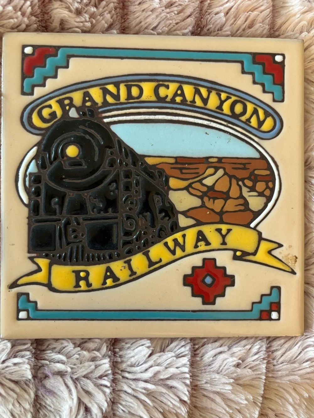 Earthtones Grand Canyon Railway Locomotive #18 Decorative 6” Square Tile